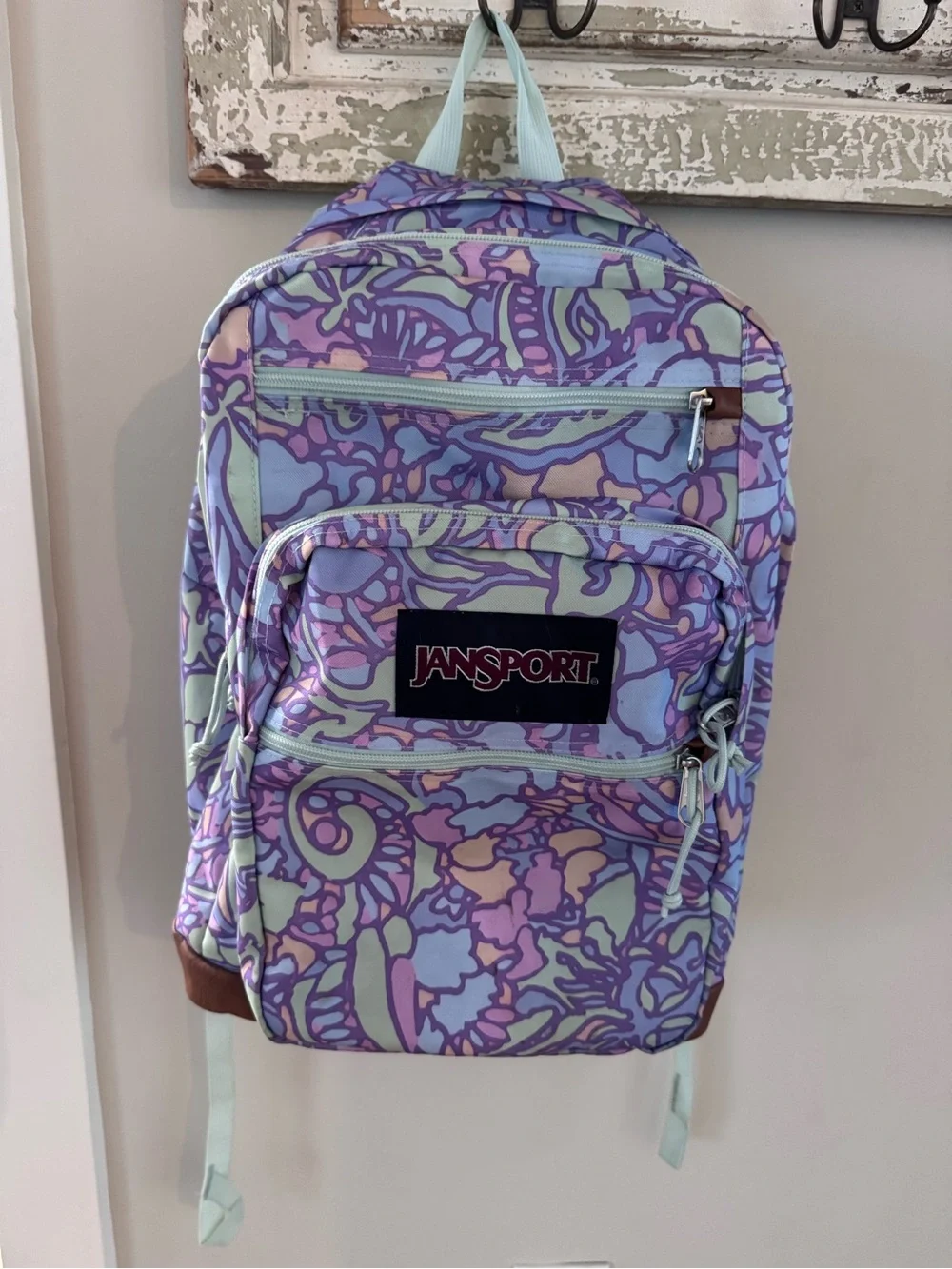 Jansport Pastel Purple Floral Pattern Backpack